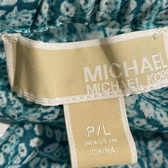 Michael Kors Halter Top Shibori Printed Turquoise Large Petite - Picture 8 of 11